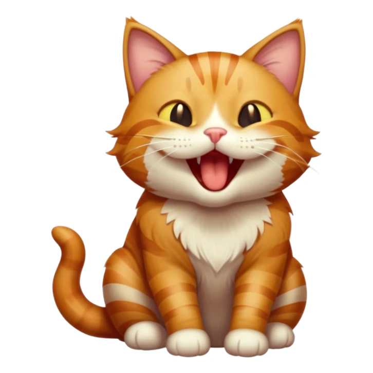 Cinematic Cute Yawning Ginger Tabby Cat Portrait Emoji, Head tilted slightly with a dramatic, wide-open yawn, sleek orange-brown fur with dark tabby stripes, sparkling amber eyes barely open, Simplified yet irresistibly adorable features, highly detailed, glowing with a soft, cozy glow, high shine, relaxed yet expressive, stylized with a touch of whimsy, bright and endearing, soft glowing outline, capturing the essence of a sleepy yet affectionate kitty, so drowsy it feels like it could stretch right out of the screen and curl up for a nap! sticker