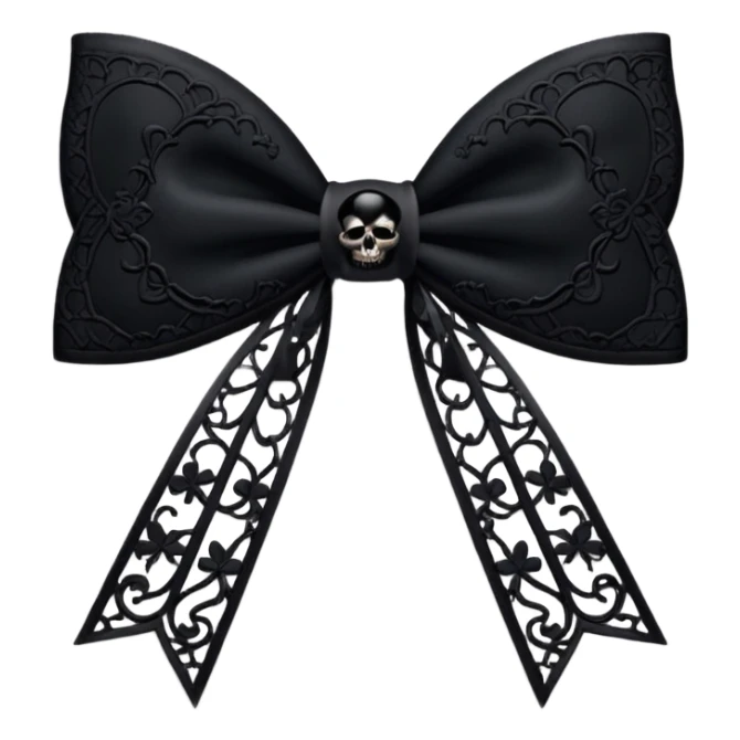 gothic style bow, black lace, dark elegant, subtle skull or cross motif, moody atmosphere sticker