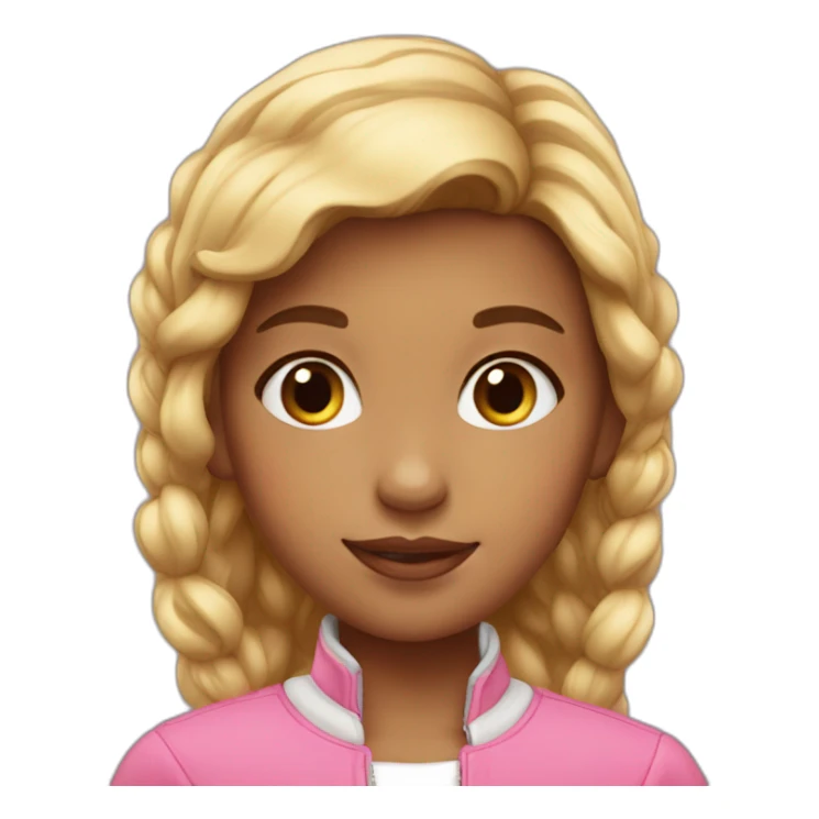 A nice little girl with pink jacket and heart shape earrings sticker