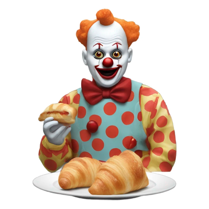 A creepy clown eating croissants in Paris  sticker