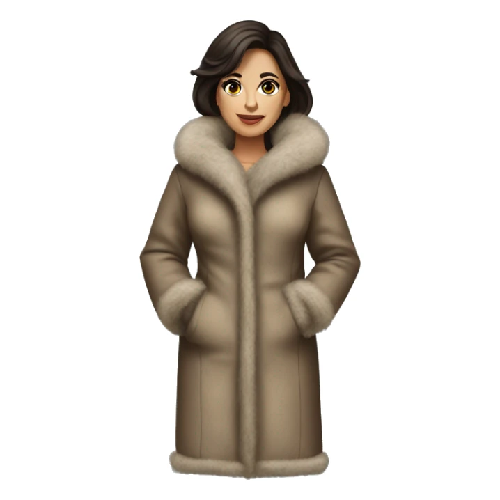 Realistic brunette mob wife full body fur coat sticker