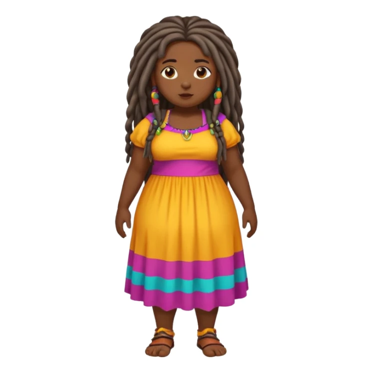 Full body chubby dark skined black girl with long dread locks  sticker