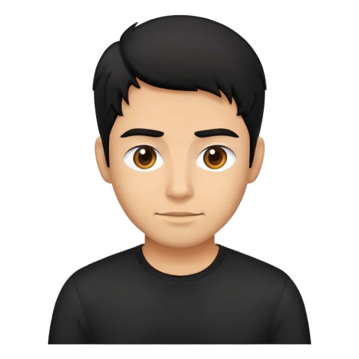 Black haired man wearing black shirt sticker