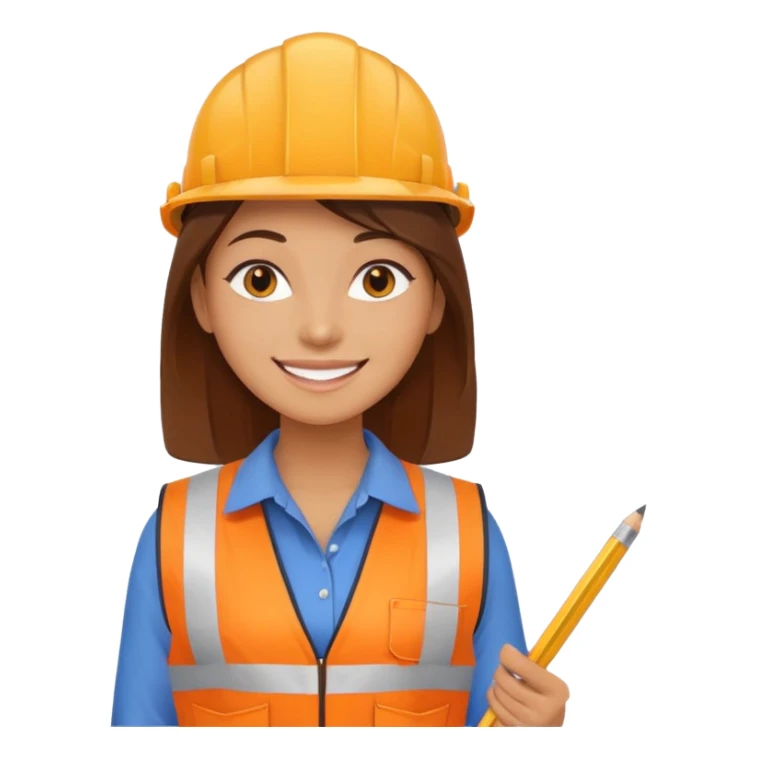 worker woman wearing orange west holding a ruler sticker