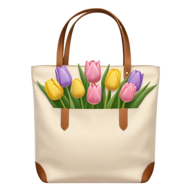 canvas tote bag filled with pastel tulips sticker