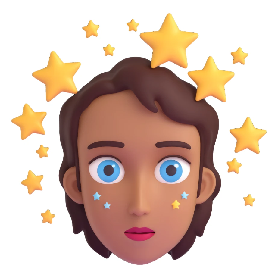 person with stars in their eyes sticker