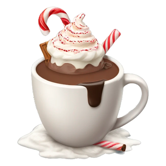 Hot chocolate with cream and candy canes  sticker