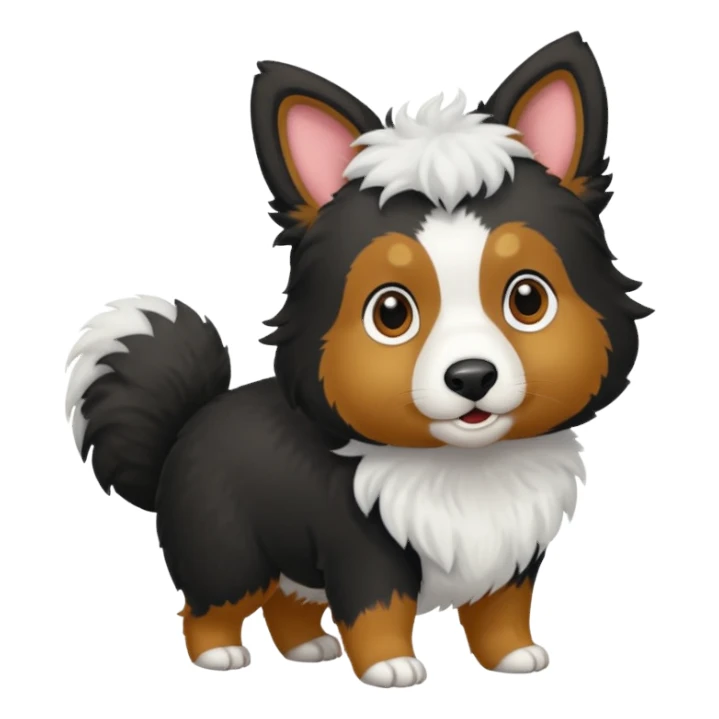 berger australien avec le corps noir et le bout de la queue  et la tete blanche sticker