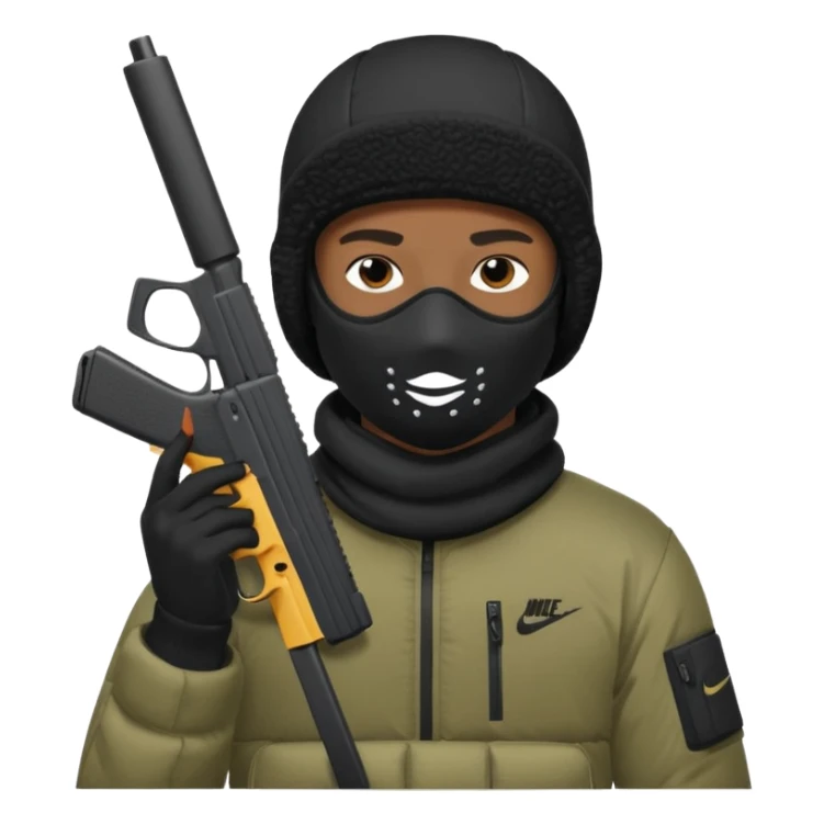 Black boy in nike ski mask with a glock  sticker