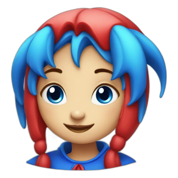 shy cute jester girl red and blue sticker