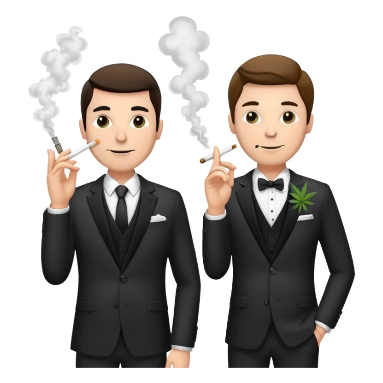 Two well-dressed men in suits crashing a wedding party, smoking cannabis sticker