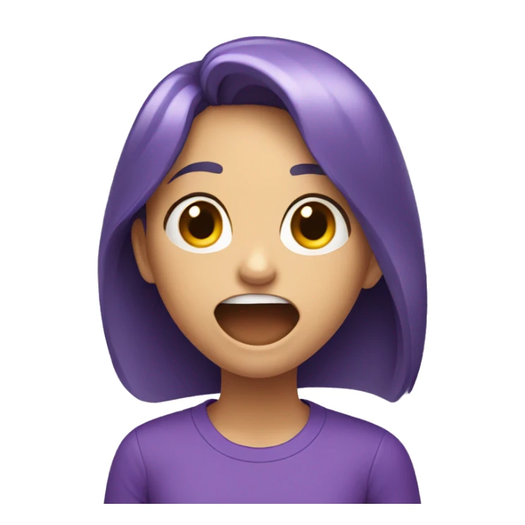 smiling girl in purple shirt, yawning sticker