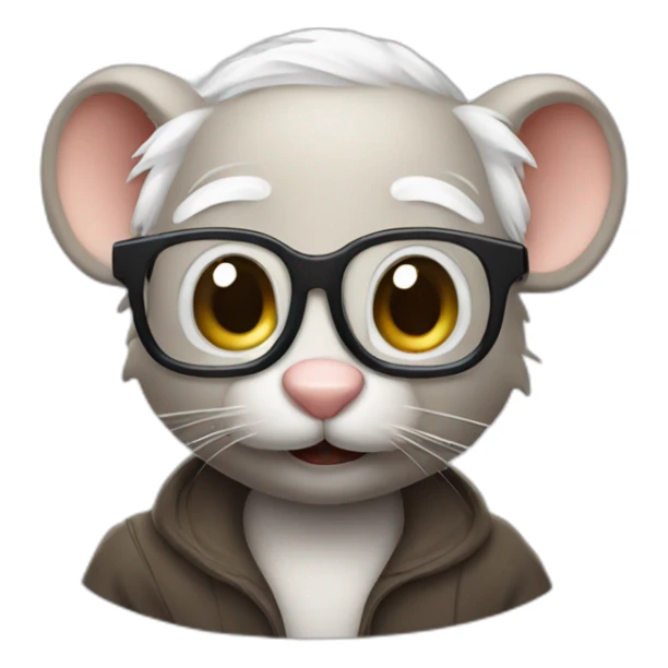 old jerry mouse with spectacles and white hair sticker