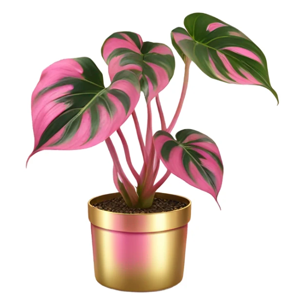 Philodendron pink princess in gold pot sticker
