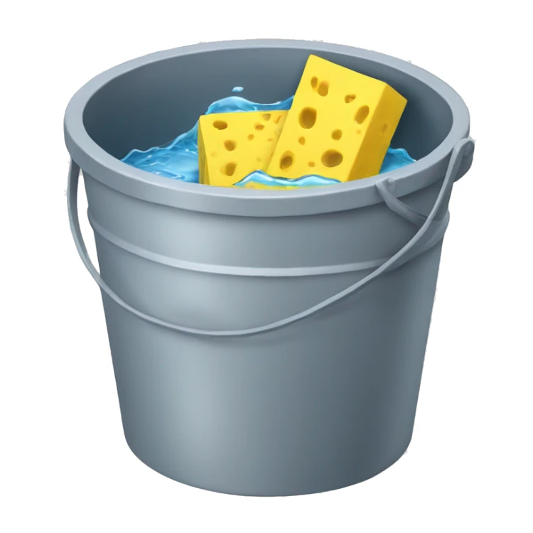 bucket of water with yellow sponge inside sticker