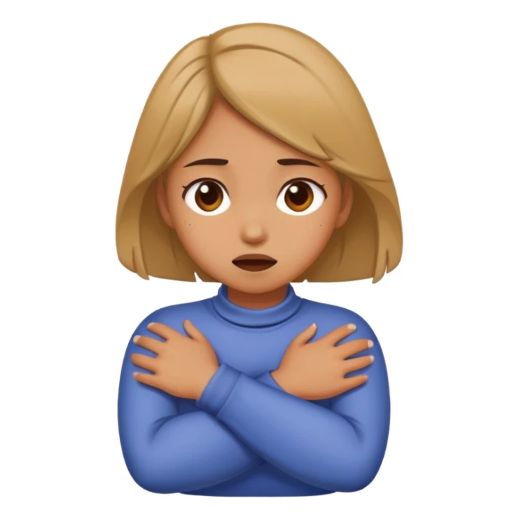 Girl crossing arms grabbing neck strangling herself sticker