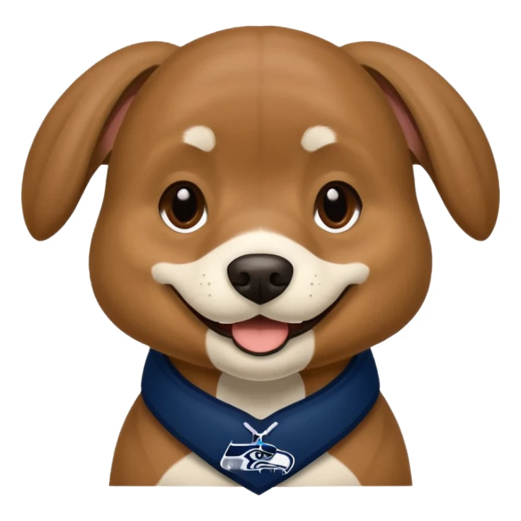 Dark Brown tan dog with Seattle Seahawks gear sticker