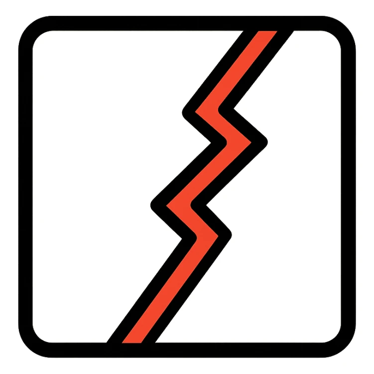 broken glass icon with color outline sticker