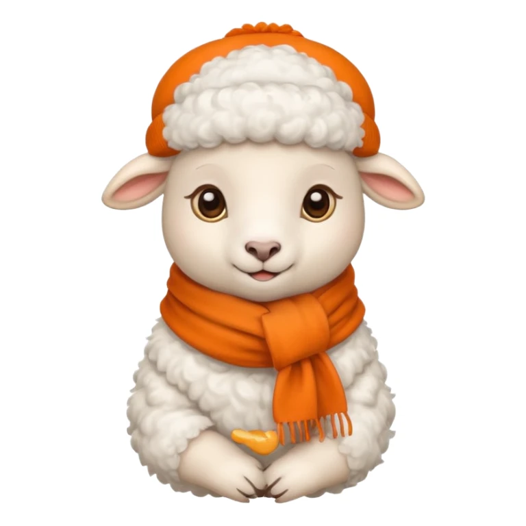 baby sheep with orange scarf and brown hat sticker