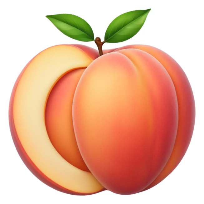 Peach with an opening with milk coming out of opening sticker