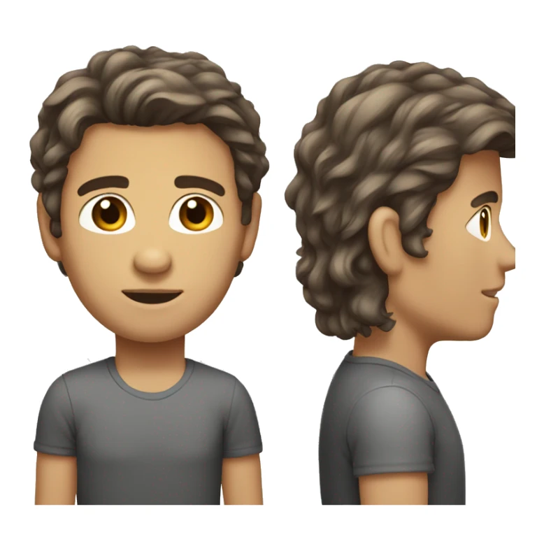 young man mullet brown hair not beard gray eyes sticker