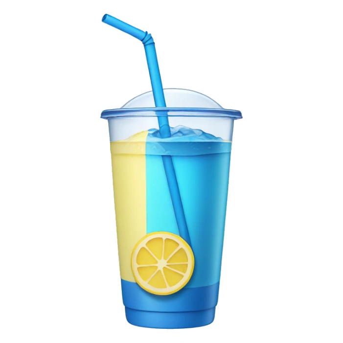 Blue straw in clear cup with light yellow drink in it sticker