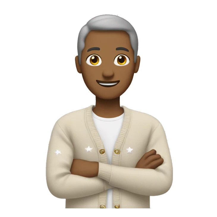 white tan cardigan with 3 gray stars on the sleeves sticker