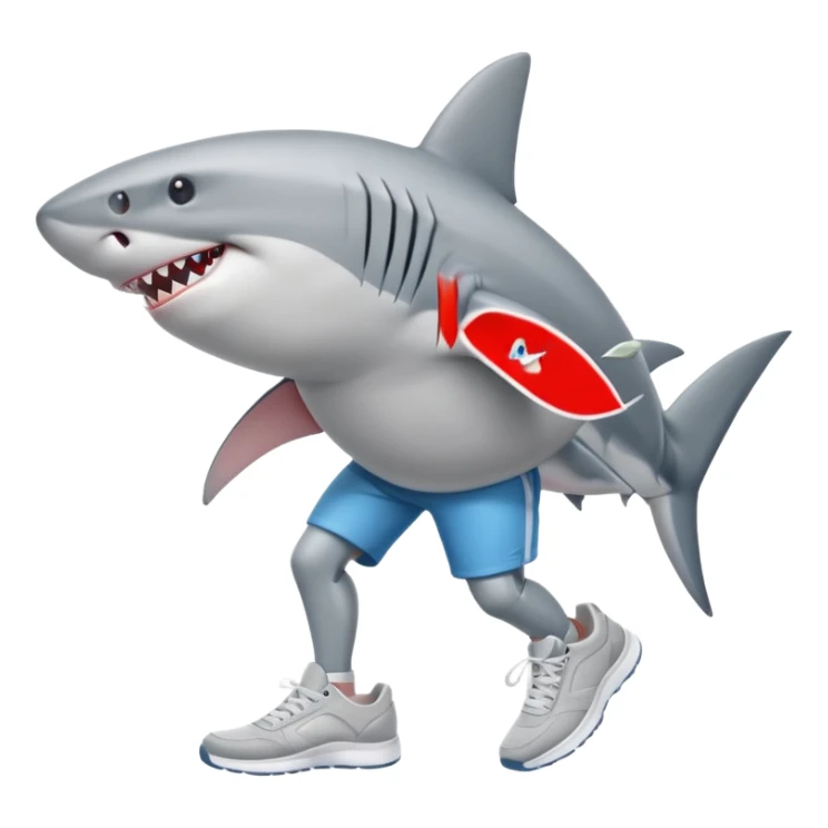 Un tiburón con pata y que tengan unas zapatillas  sticker