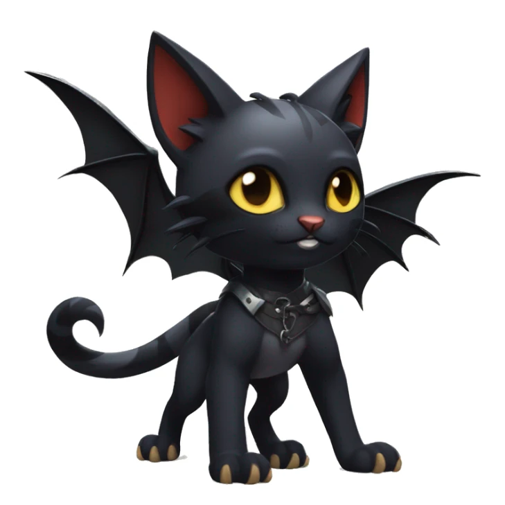 Cool Edgy Litten-Nargacuga-Cat with black bat-wing-ears full body sticker