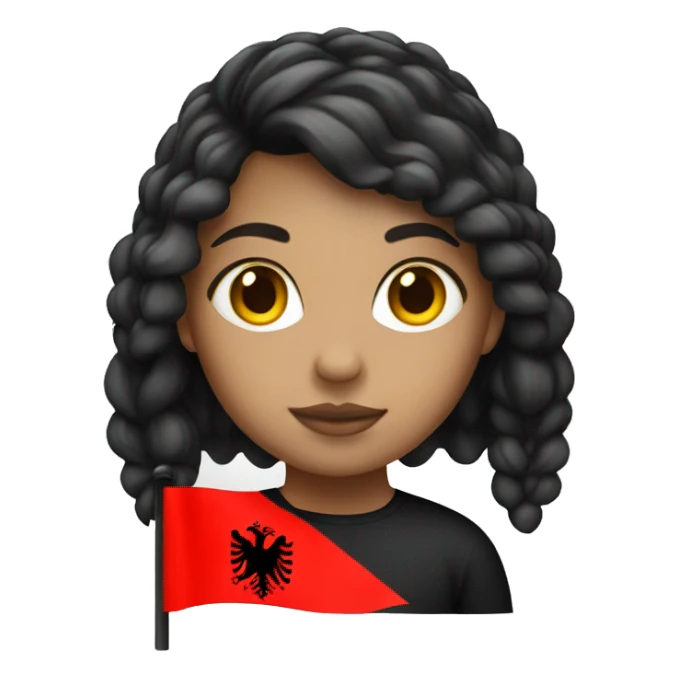  a girl with an albanian flag sticker
