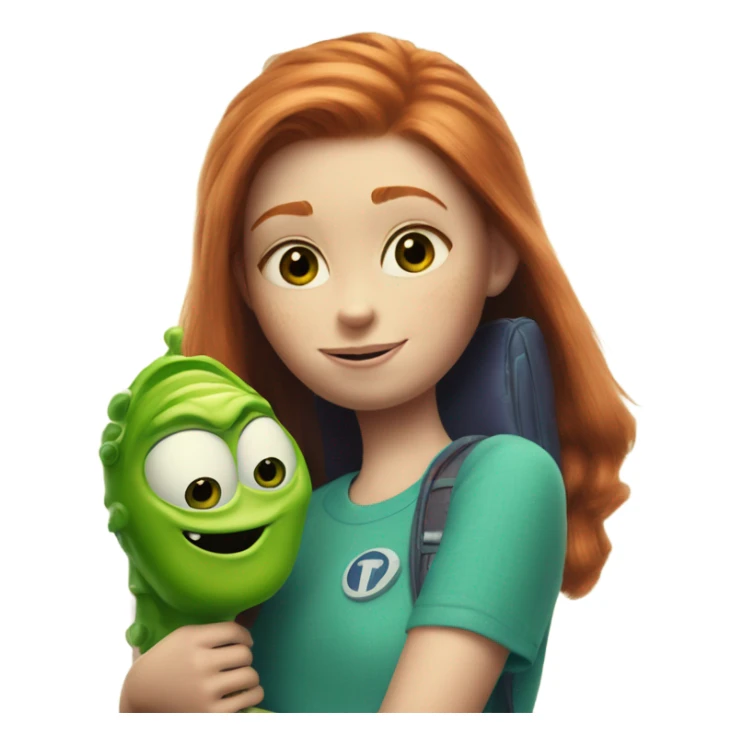 Ginger girl holding Mike wasowski from monsters inc sticker