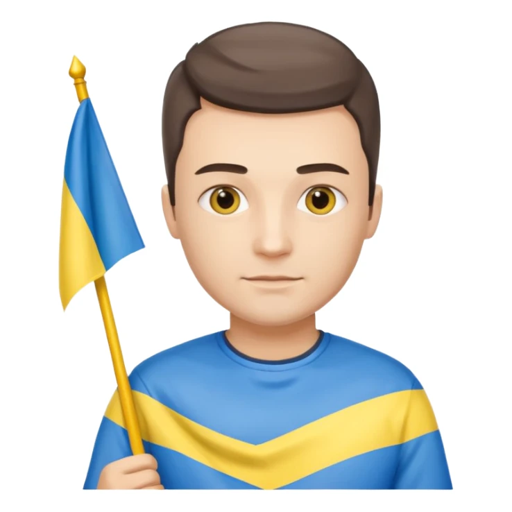 a Ukrainian man with the flag of Ukraine sticker