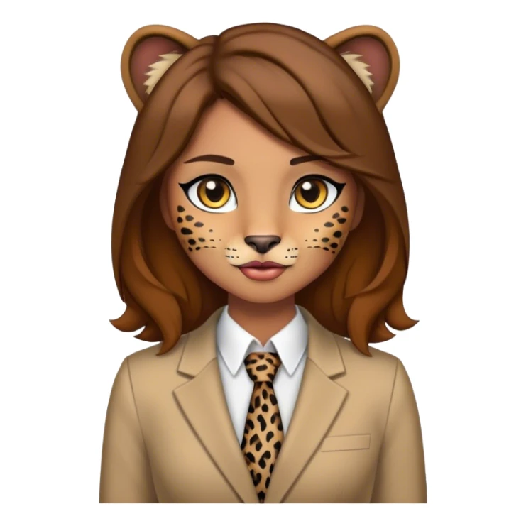 Female leopard with make up and blazer and brown hair   sticker