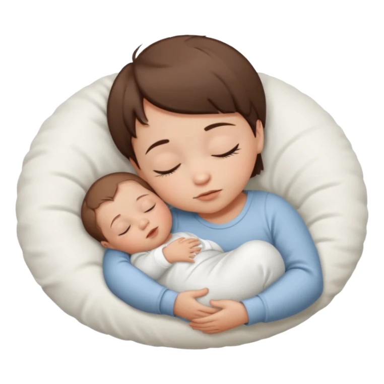 Sleeping baby, brown short hair, in a white color palette sticker