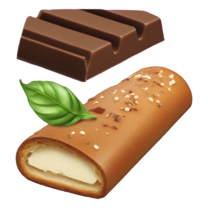 Chocolate bar and bagels with basil leaves  sticker