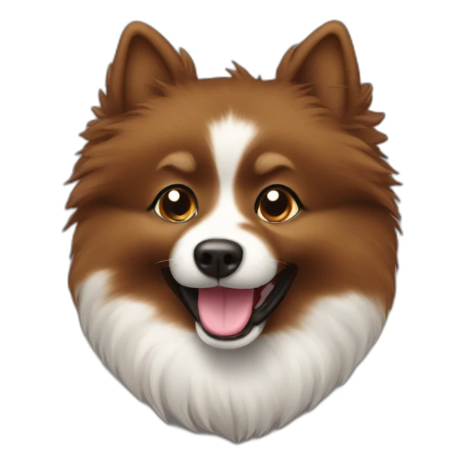 Spitz dog happy face only dark brown color hairy sticker