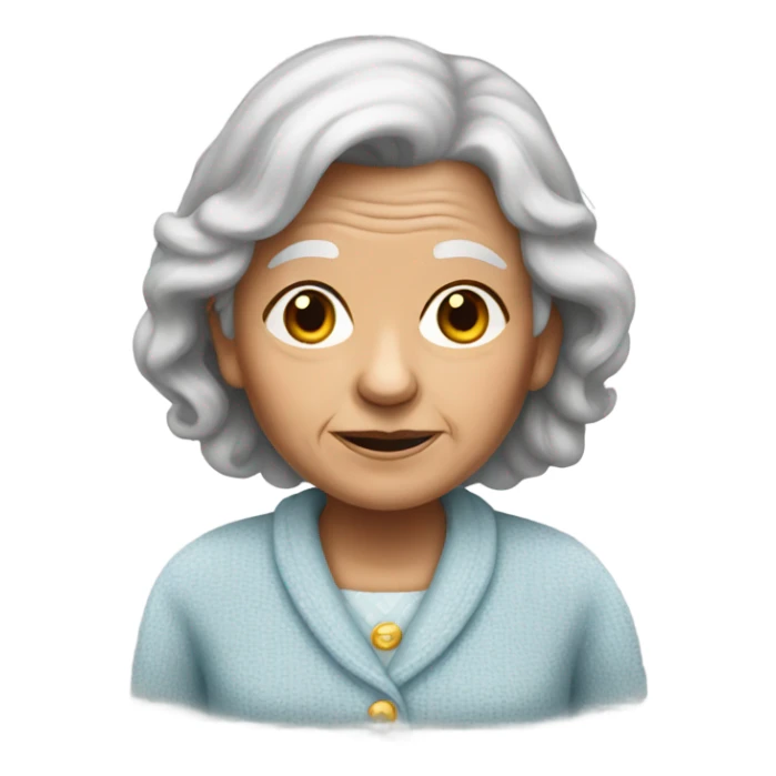 Old lady with long brown hair in pajamas and a sweater  sticker