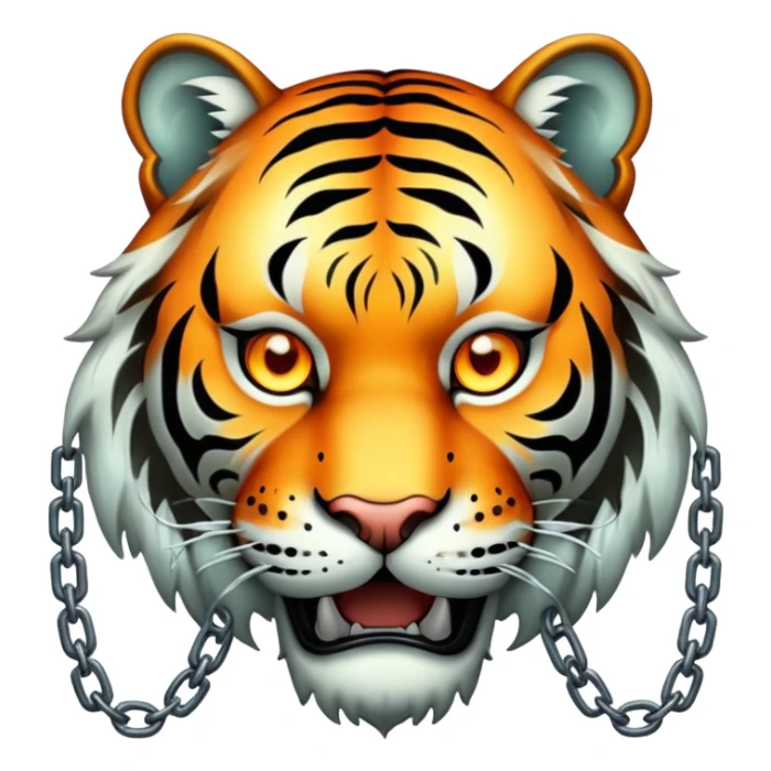 ghost tiger face transparent with chains and eerie glow for Twitch emote sticker
