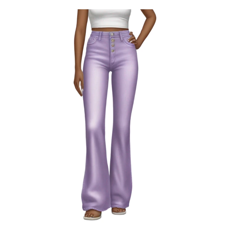 Realistic long Wide leg high waisted lilac velour jeans, isolated sticker