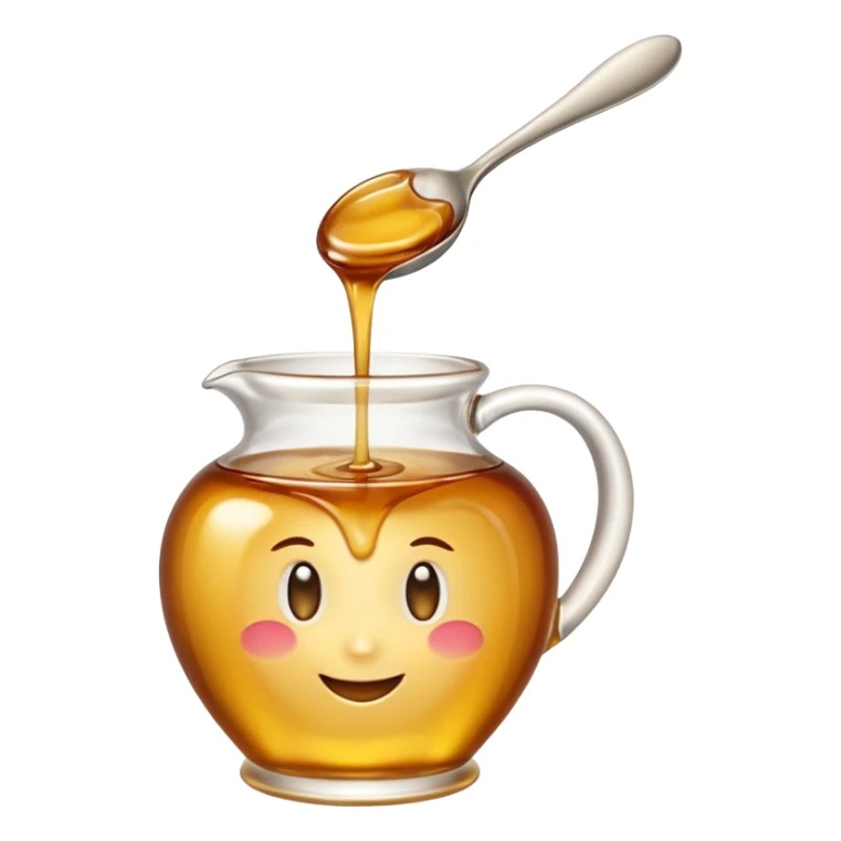 small swirl of syrup, glossy, thick, amber-colored, smooth flowing texture, golden sheen, light highlights, sweet and viscous, no jar or spoon, just the syrup, apple emoji style, soft lighting, transparent background, emoji scale sticker