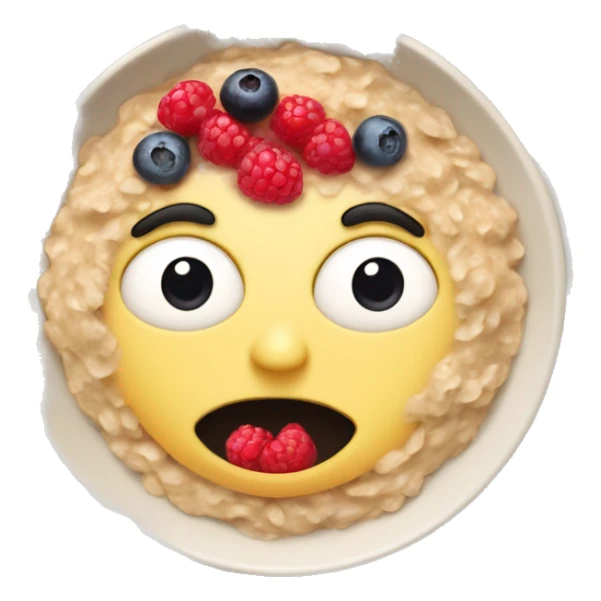 oatmeal with berries in a plate without a face sticker