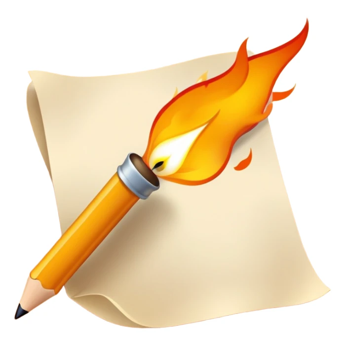 Mit einem Stift auf ein Blatt schreiben und bei der Miene wo es mit dem Blatt trifft leuchten leichte Flammen auf  sticker