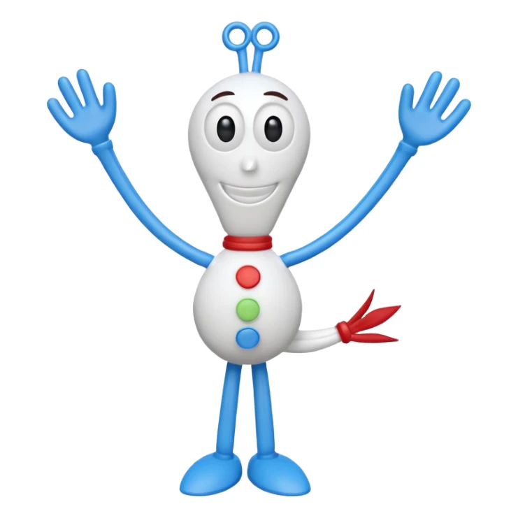 A fork mascot like forky in toy story sticker