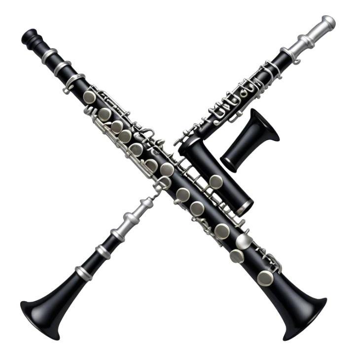 Cinematic Realistic Clarinet, deep black body with gleaming silver keys, rich warm lighting catching every intricate detail, slightly worn mouthpiece adding authenticity, glowing with a timeless and sophisticated presence. sticker