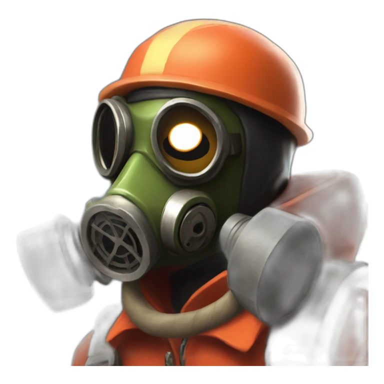 Pyro from Team fortress 2 with gas mask, happy sticker