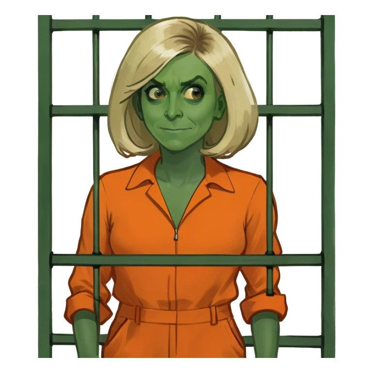 Bridgette macron manly behind bars in an orange jumpsuit sticker