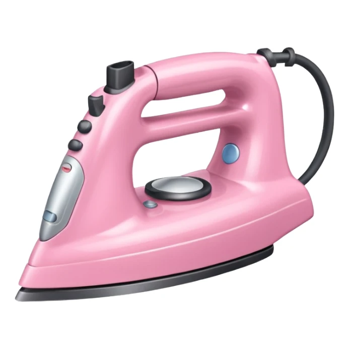 A baby pink hair iron in iOS emoji style, 3D icon, plastic texture, soft reflection, minimalist design. sticker