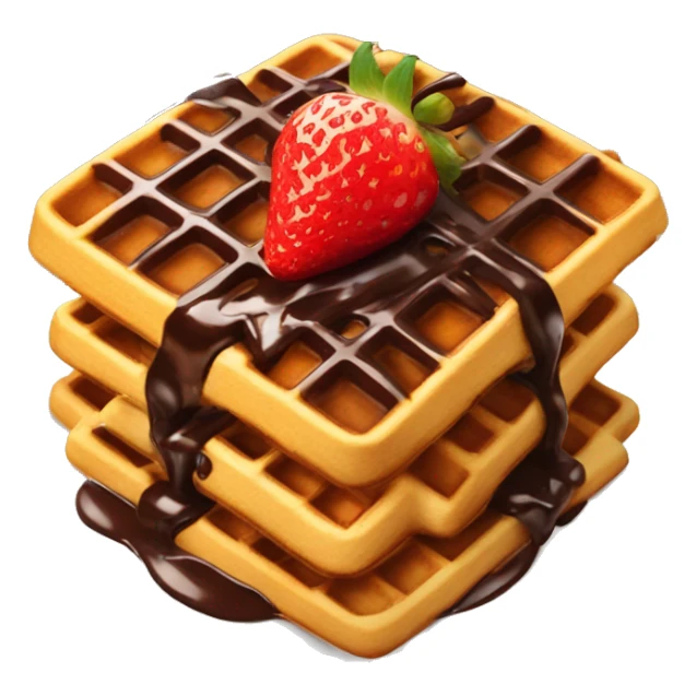 waffle with chocolate sauce and strawberry on top  sticker