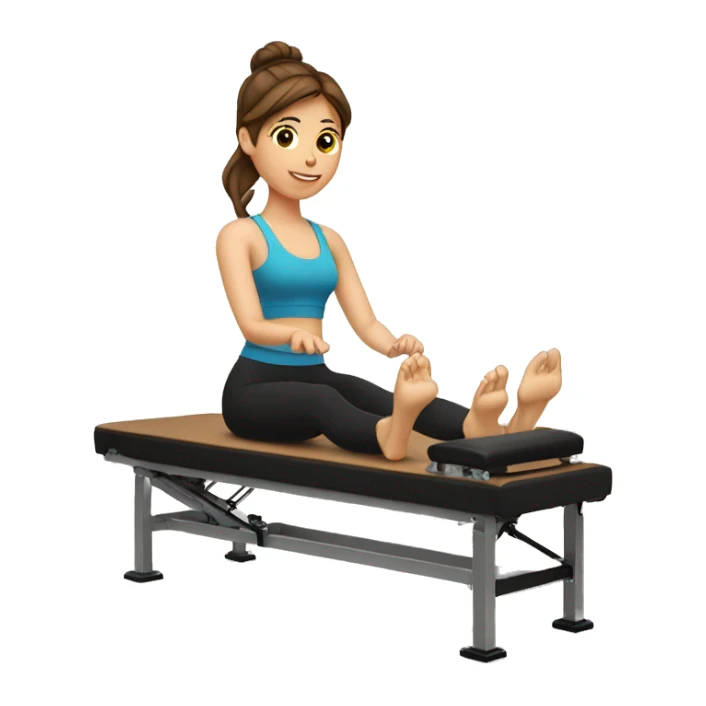 Girl with brown hair doing Pilates on reformer sticker