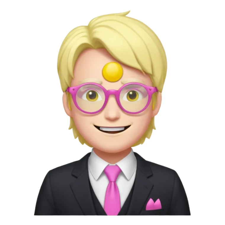 spamton from deltarune with his iconic pink and yellow glasses sticker